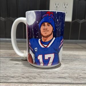 White and Blue Football Player Mug 15oz